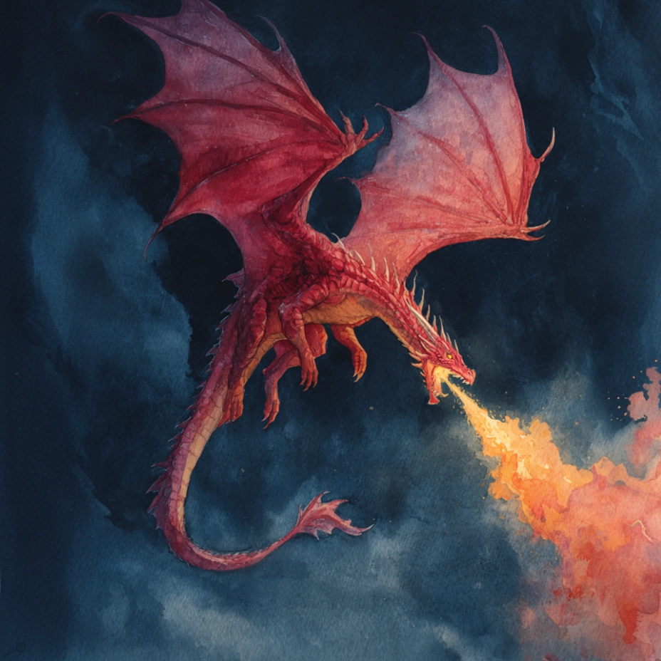 A fearsome dragon roaring